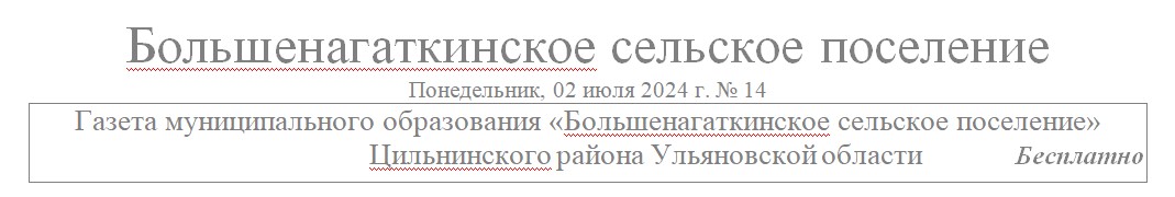 Газета МО &amp;quot;Большенагаткинское сельское поселение&amp;quot; № 14 от 02.07.2024.